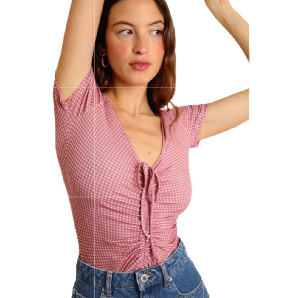 Rouje Paris Pink Gingham Top Size 8
